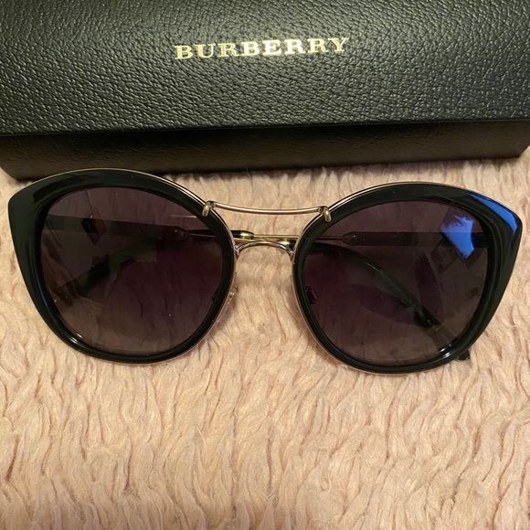 Burberry Black and Metal Plaid Aviators - Picture 1 of 2